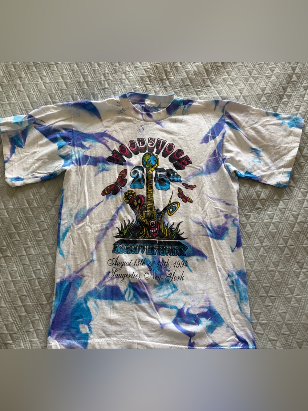 Unisex - Woodstock 25th Anniversary Tie-Dye Graphic Tee - 1994 (flaw noted)